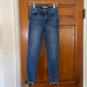 Just USA dark wash skinny jean, high rise ankle